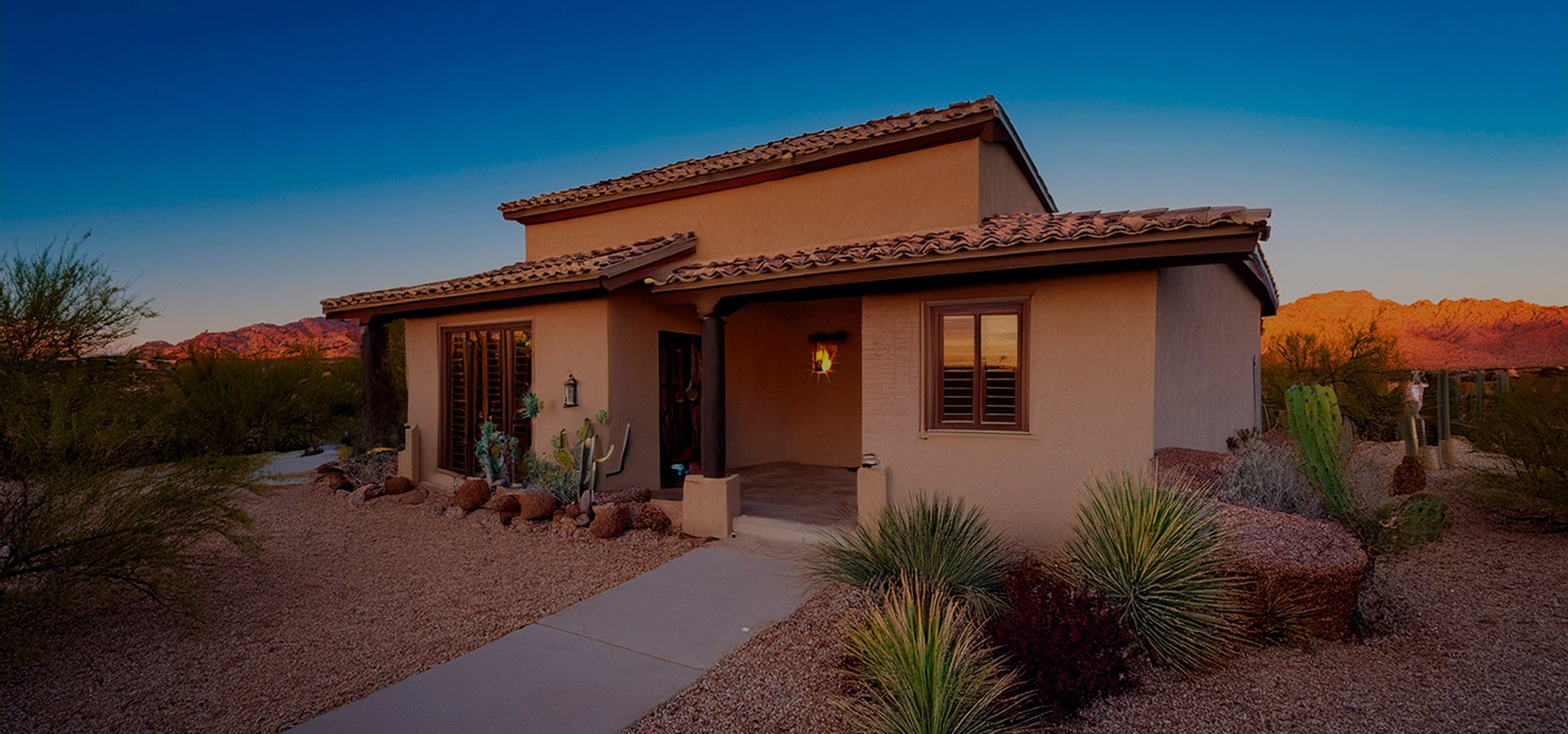 Desert-style home at dusk, Phoenix AZ